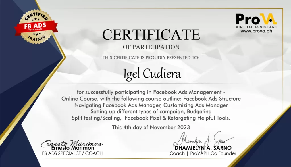 Facebook Media Buyer Certificate